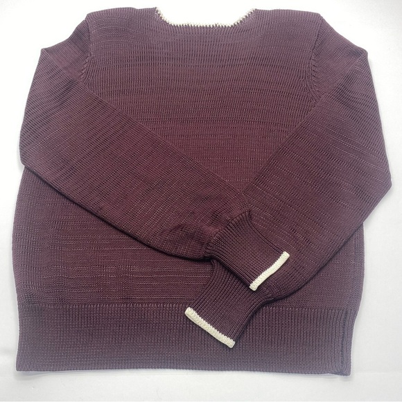 Reiss Women’s Burgundy V-Neck Sweater with white trim XL shoulder pads - Picture 14 of 15